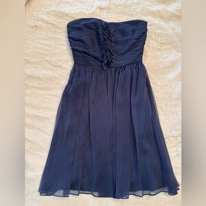 Monique Lhuillier Strapless Navy Dress